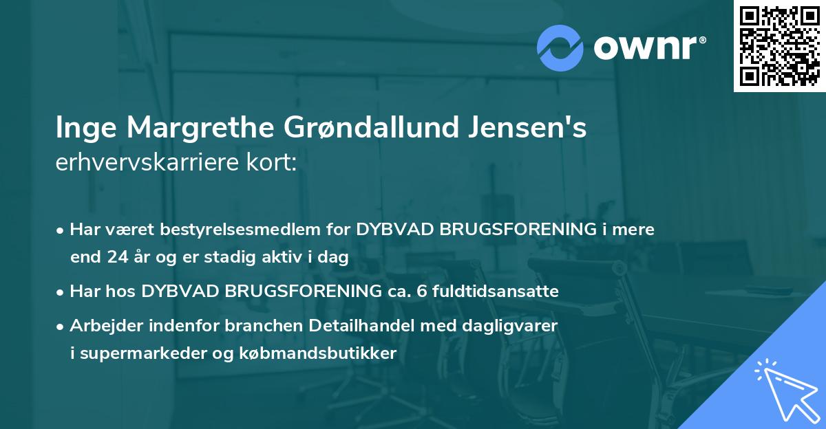 Inge Margrethe Grøndallund Jensen's erhvervskarriere kort