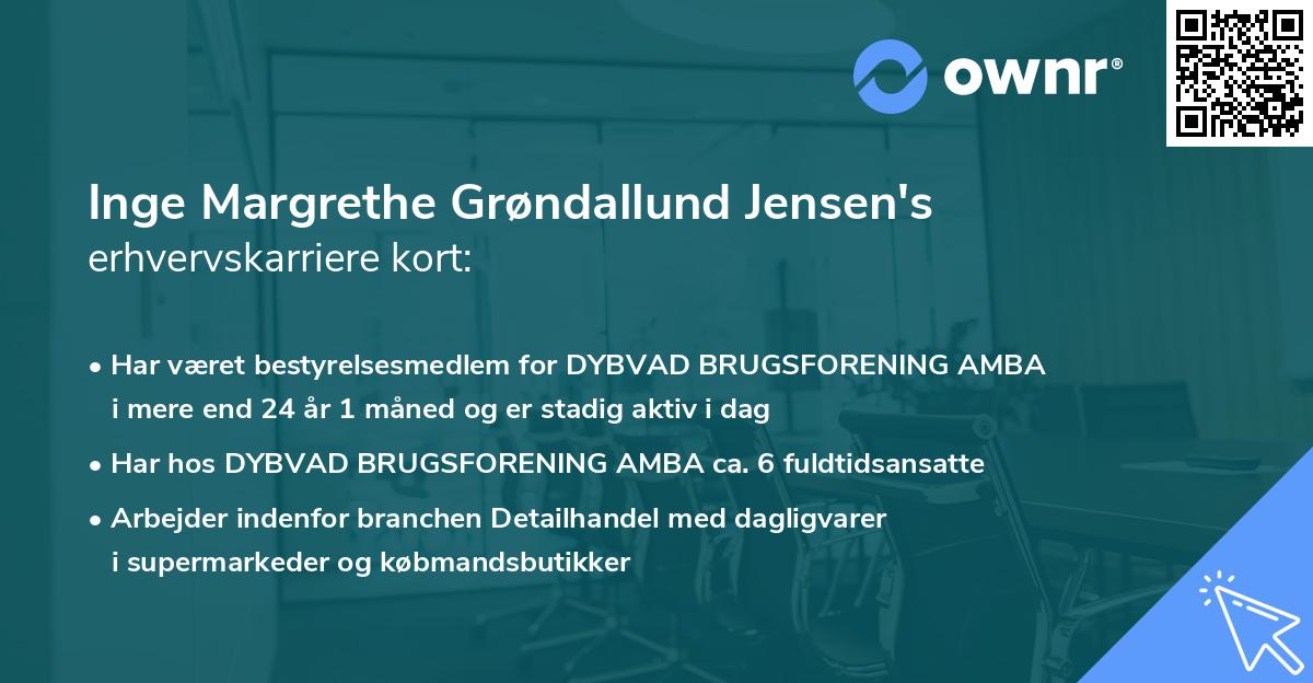 Inge Margrethe Grøndallund Jensen's erhvervskarriere kort