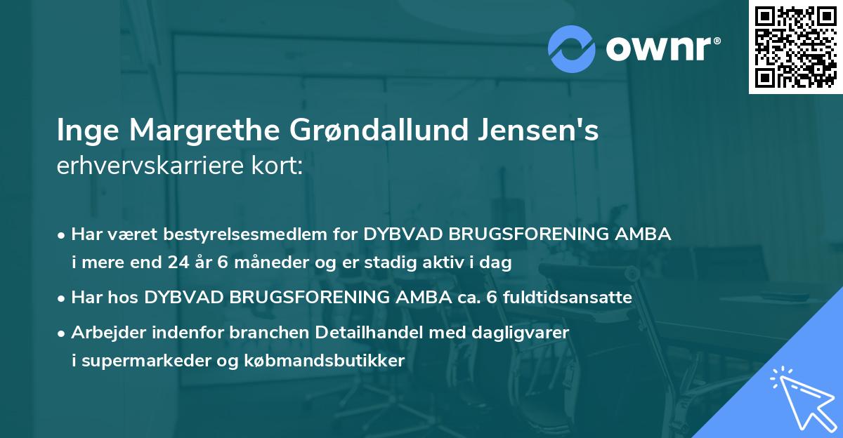 Inge Margrethe Grøndallund Jensen's erhvervskarriere kort