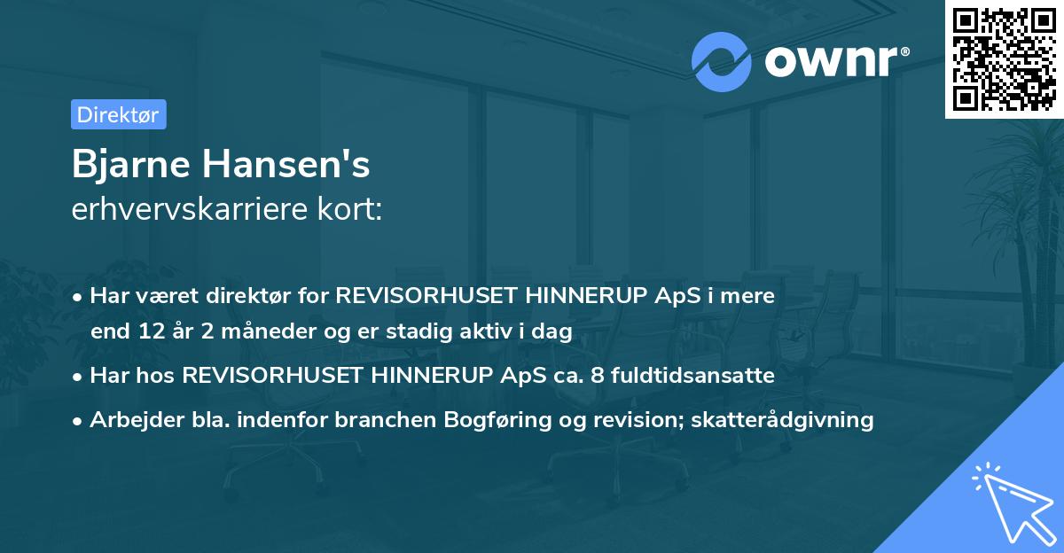 Bjarne Hansen's erhvervskarriere kort