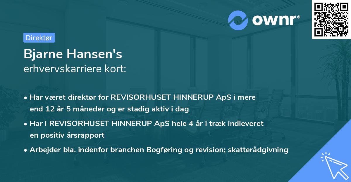 Bjarne Hansen's erhvervskarriere kort
