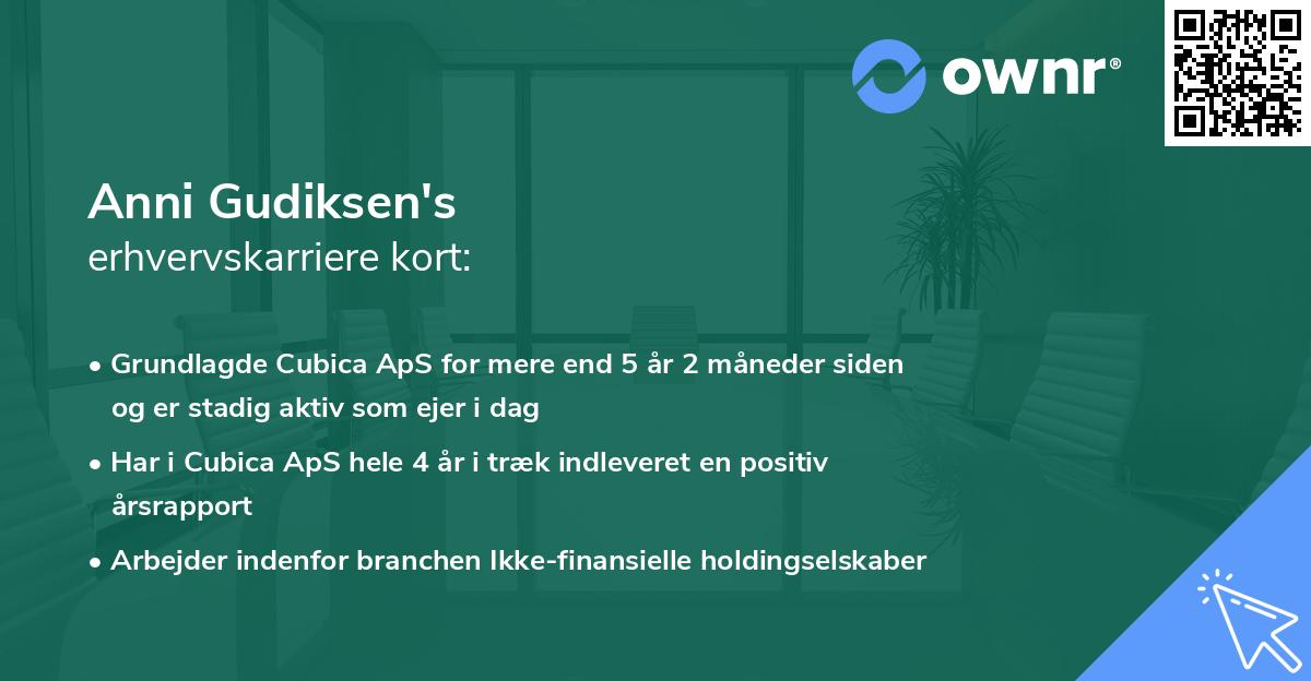 Anni Gudiksen's erhvervskarriere kort