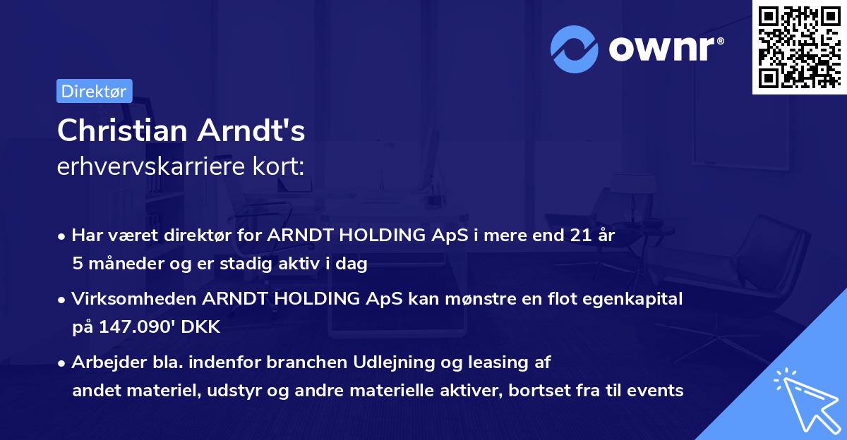 Christian Arndt's erhvervskarriere kort