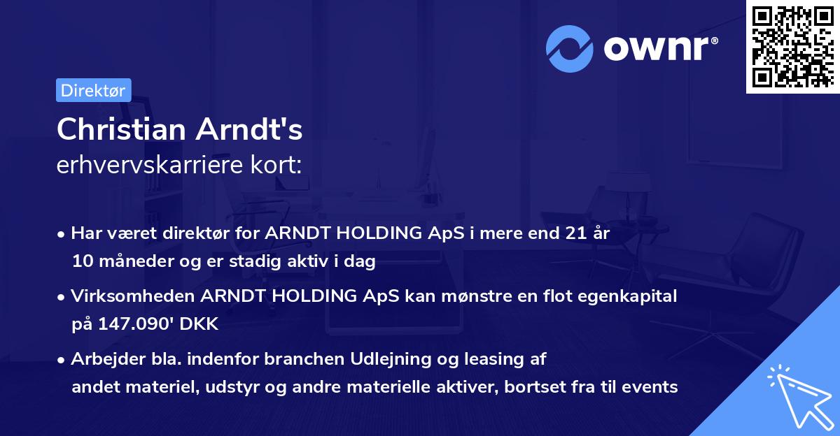 Christian Arndt's erhvervskarriere kort