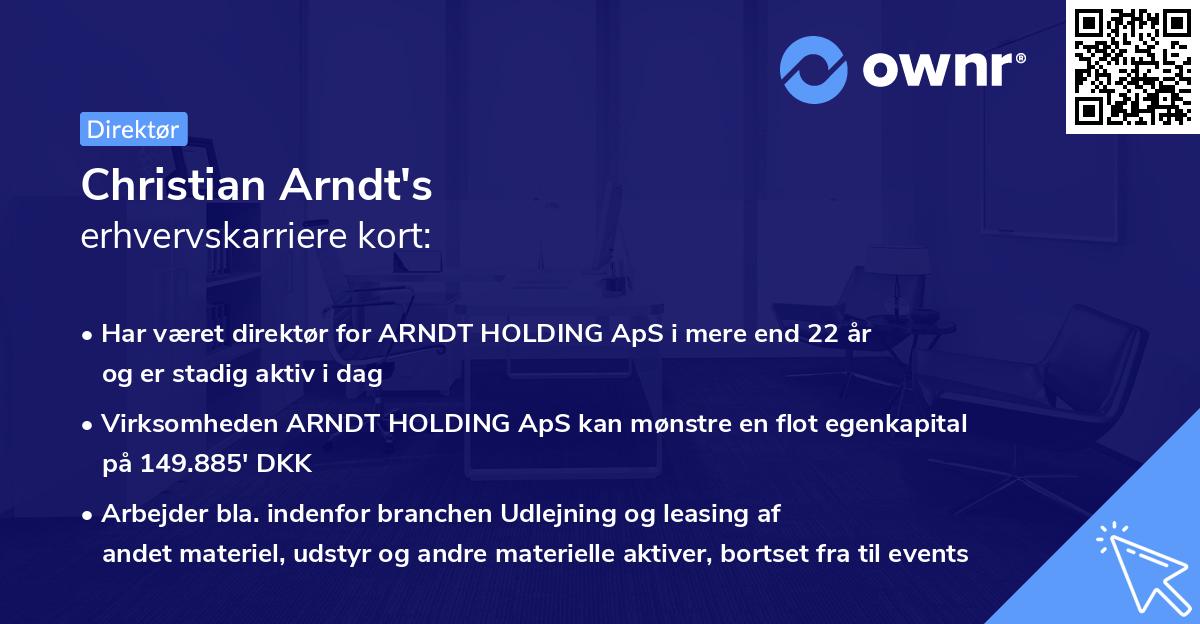 Christian Arndt's erhvervskarriere kort