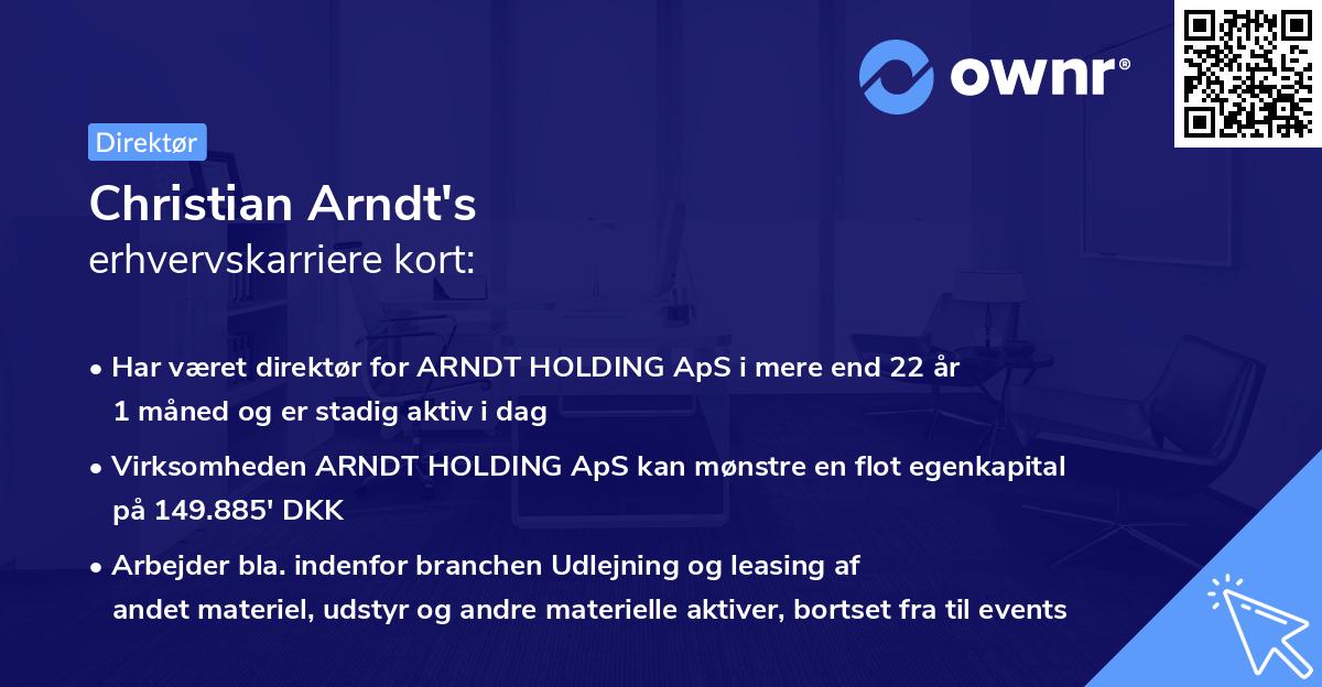 Christian Arndt's erhvervskarriere kort