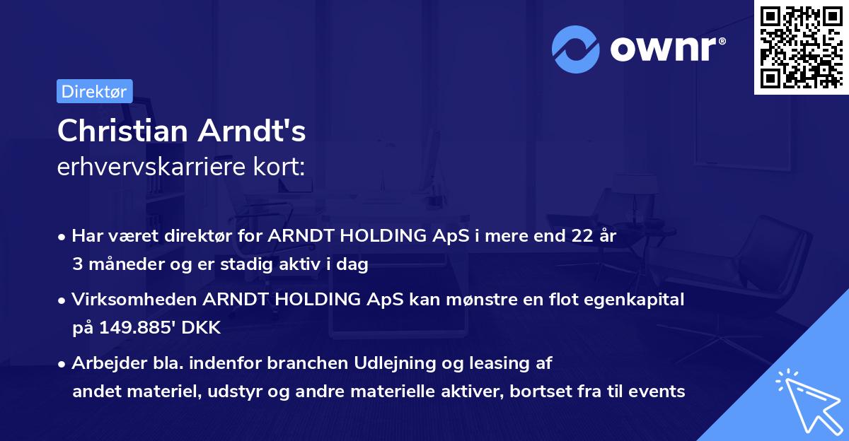 Christian Arndt's erhvervskarriere kort