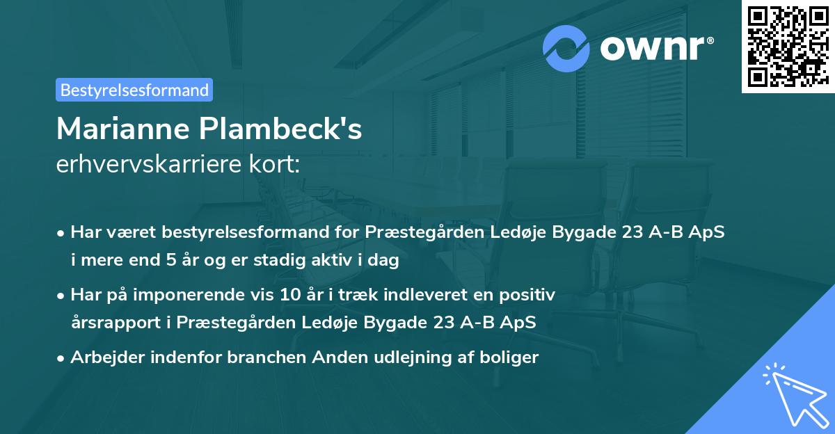 Marianne Plambeck's erhvervskarriere kort