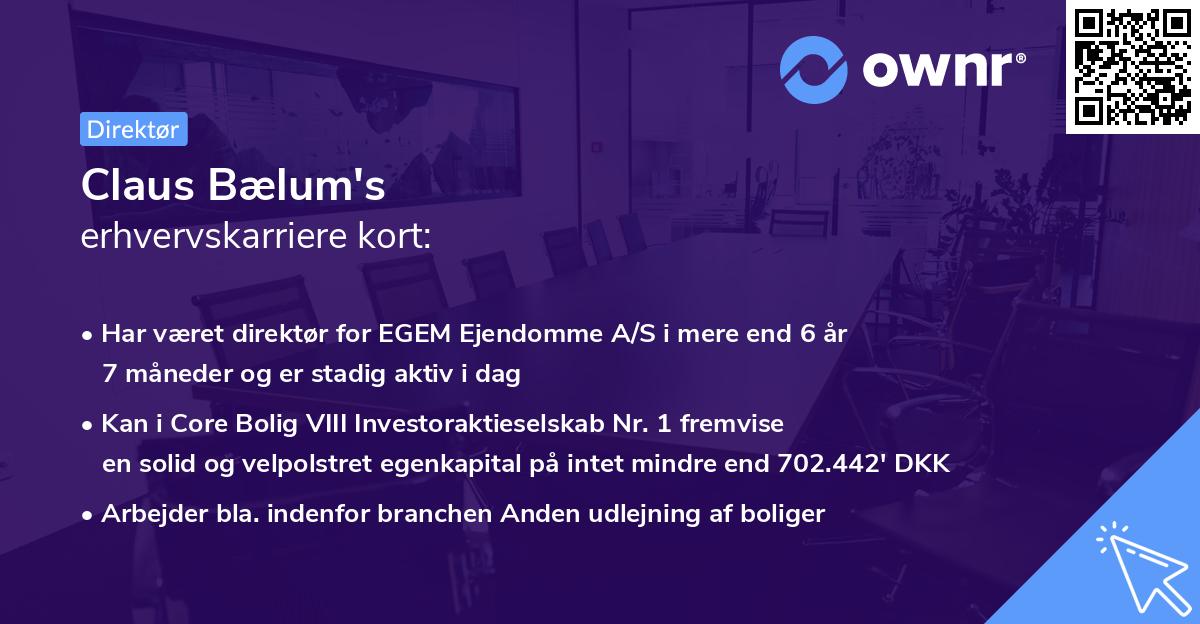 Claus Bælum's erhvervskarriere kort