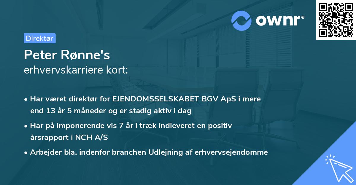 Peter Rønne's erhvervskarriere kort