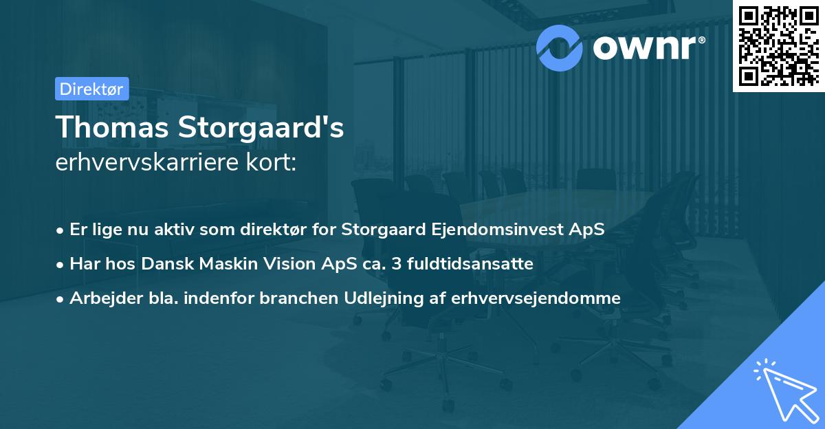 Thomas Storgaard's erhvervskarriere kort