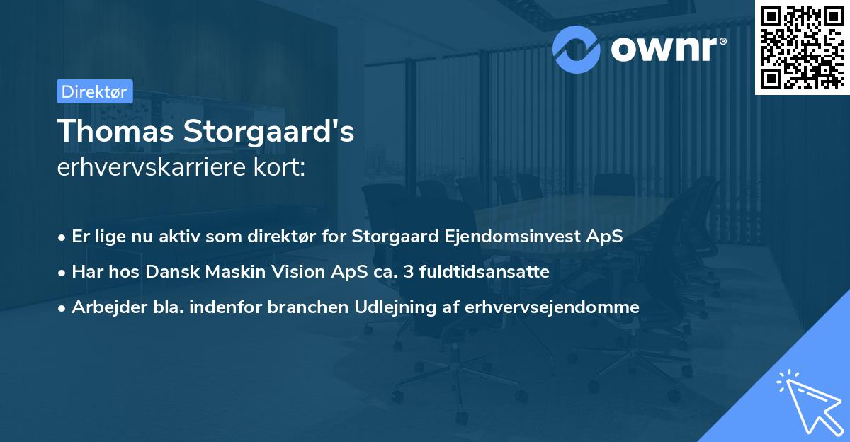 Thomas Storgaard's erhvervskarriere kort