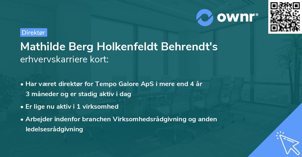 Mathilde Berg Holkenfeldt Behrendt's erhvervskarriere kort