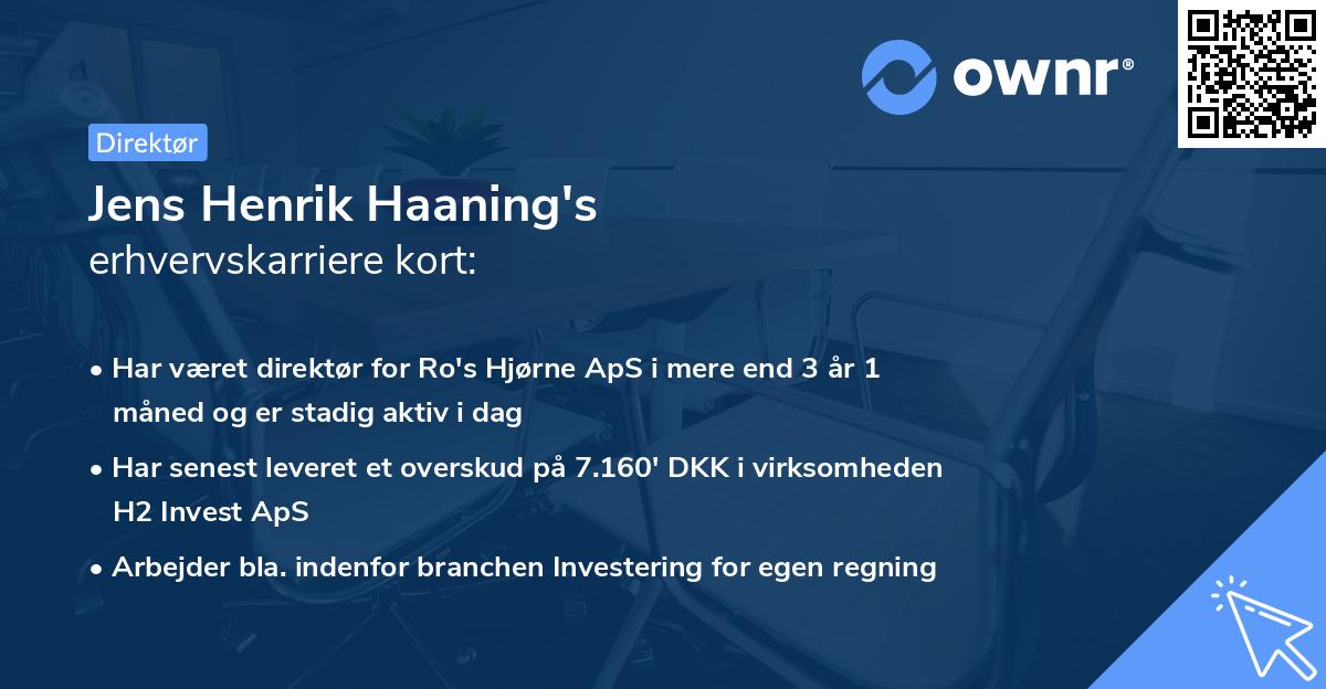 Jens Henrik Haaning's erhvervskarriere kort