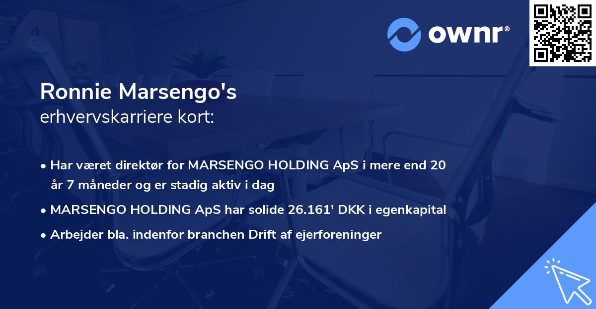 Ronnie Marsengo's erhvervskarriere kort