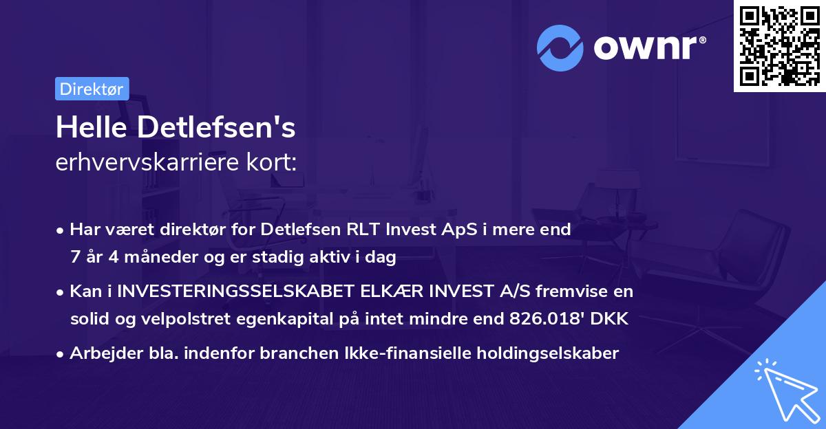 Helle Detlefsen's erhvervskarriere kort