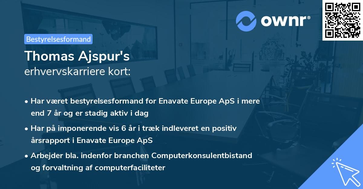 Thomas Ajspur's erhvervskarriere kort