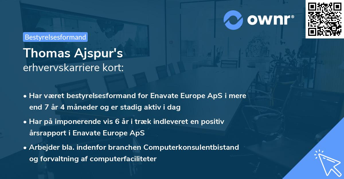 Thomas Ajspur's erhvervskarriere kort