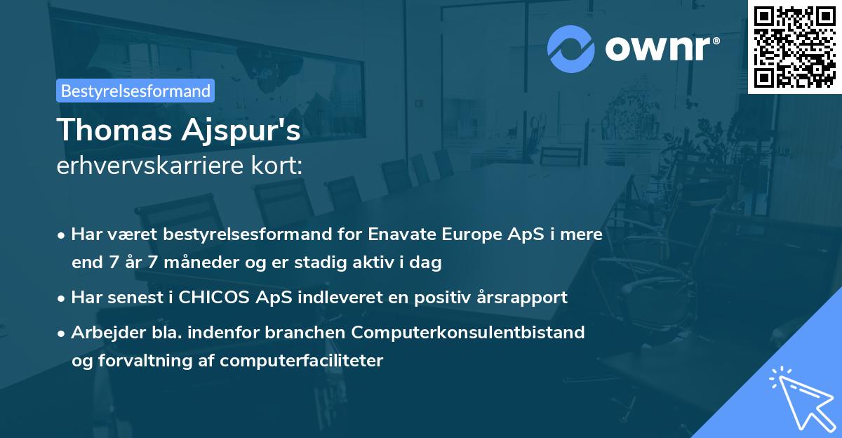 Thomas Ajspur's erhvervskarriere kort