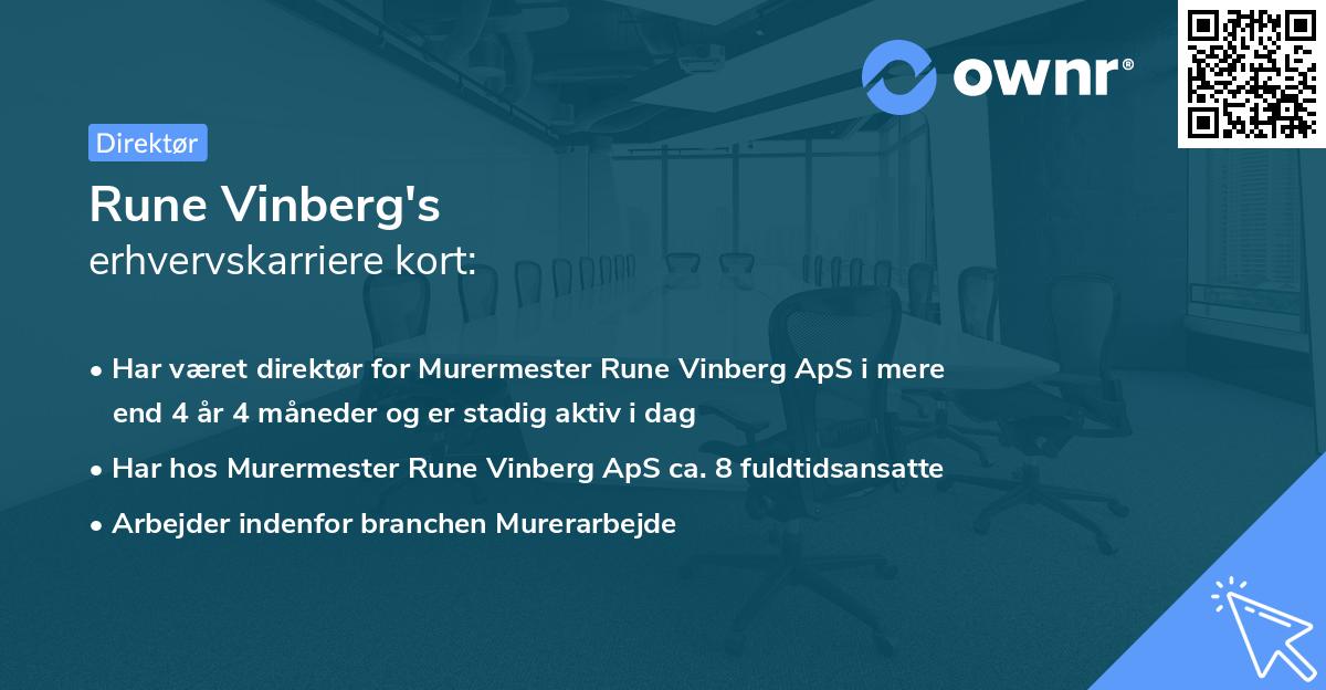 Rune Vinberg's erhvervskarriere kort
