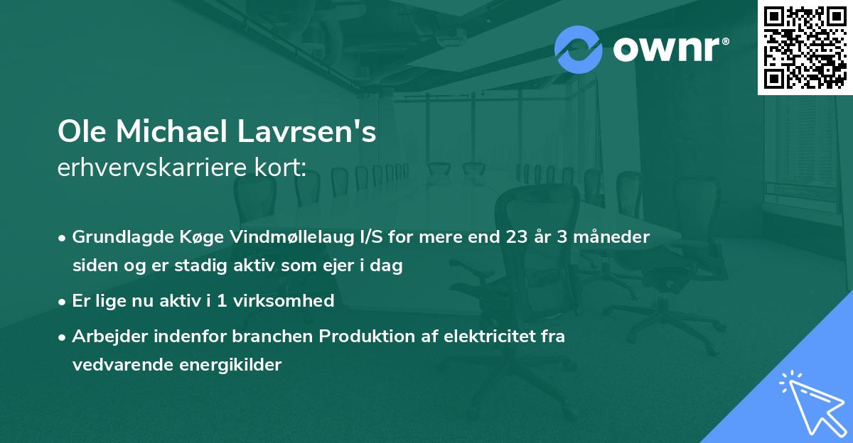 Ole Michael Lavrsen's erhvervskarriere kort