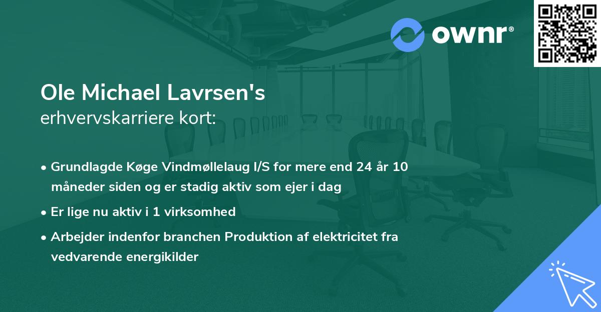 Ole Michael Lavrsen's erhvervskarriere kort