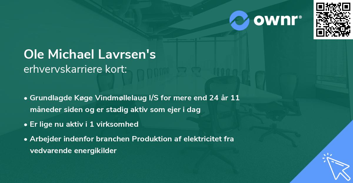 Ole Michael Lavrsen's erhvervskarriere kort