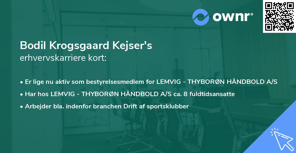 Bodil Krogsgaard Kejser's erhvervskarriere kort
