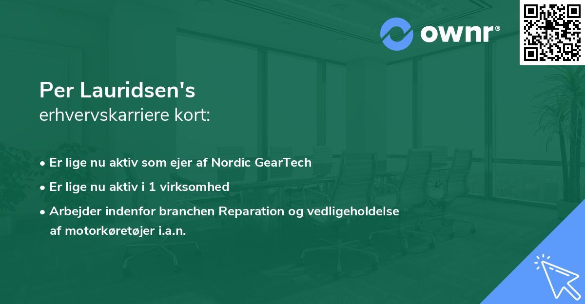 Per Lauridsen's erhvervskarriere kort