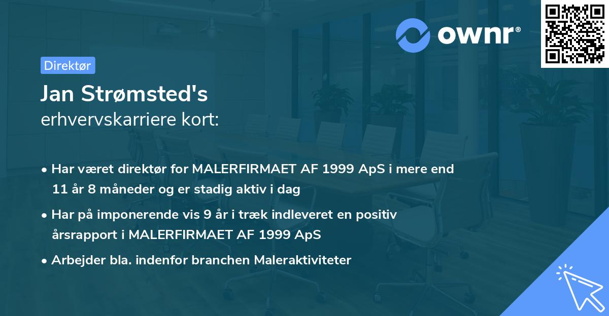 Jan Strømsted's erhvervskarriere kort