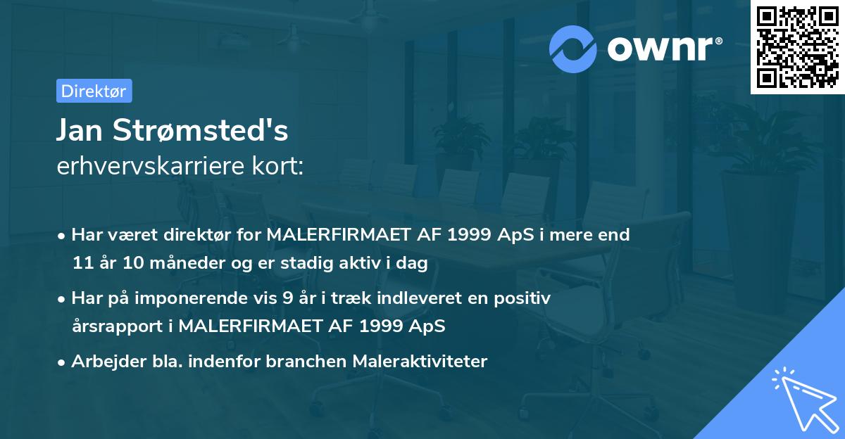 Jan Strømsted's erhvervskarriere kort