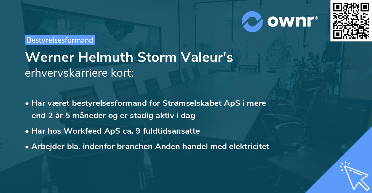 Werner Helmuth Storm Valeur's erhvervskarriere kort