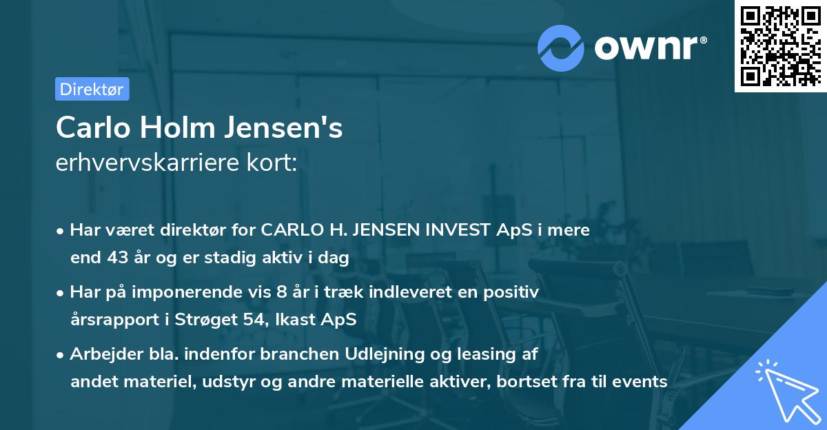 Carlo Holm Jensen's erhvervskarriere kort