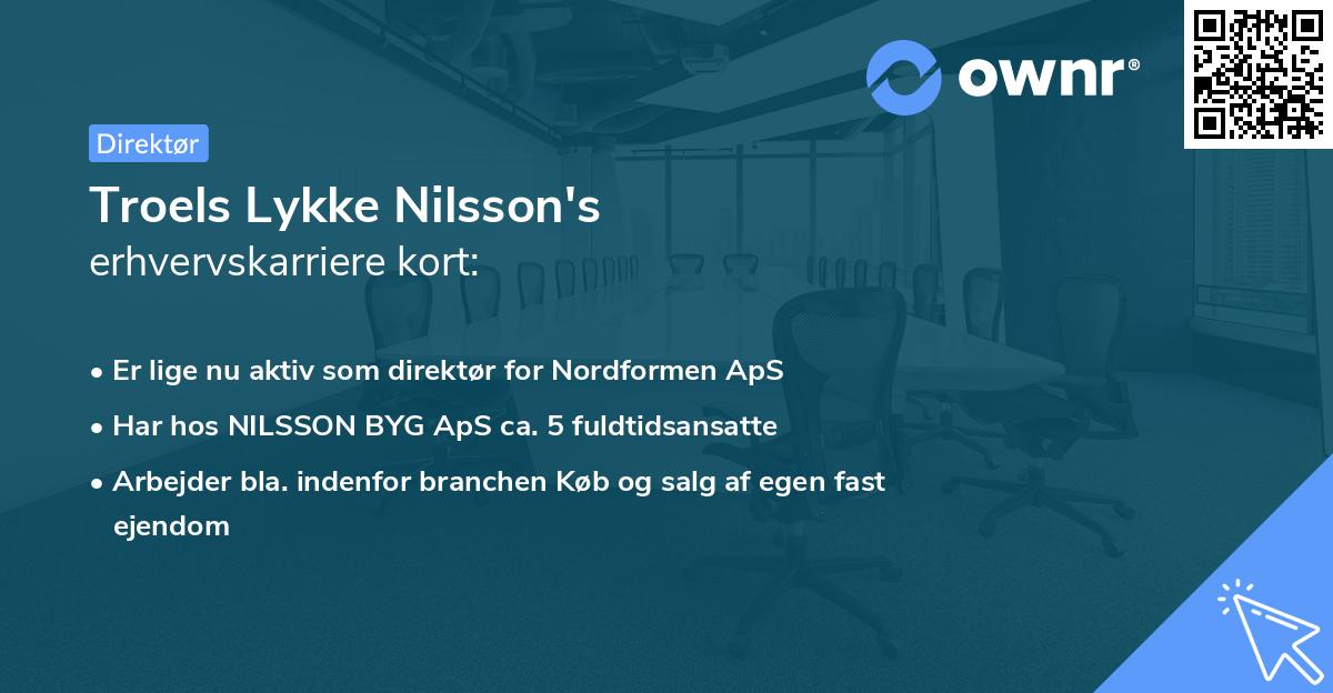 Troels Lykke Nilsson's erhvervskarriere kort