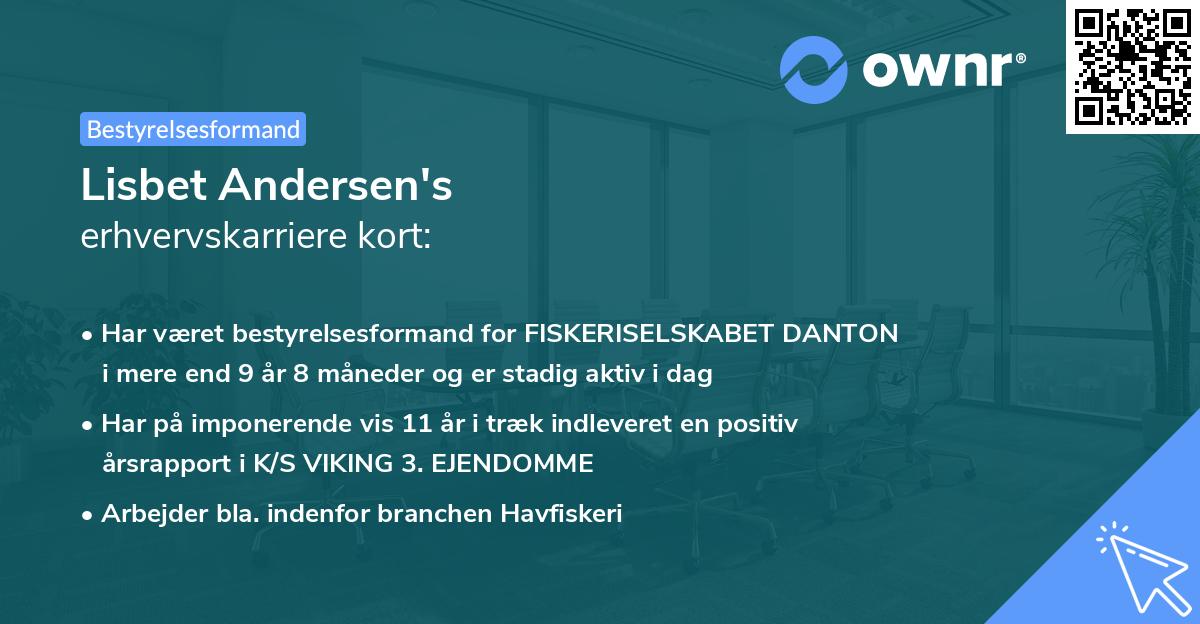Lisbet Andersen's erhvervskarriere kort