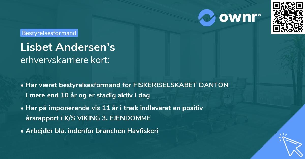 Lisbet Andersen's erhvervskarriere kort