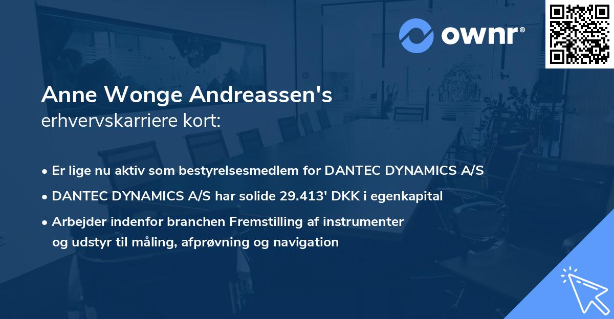 Anne Wonge Andreassen's erhvervskarriere kort