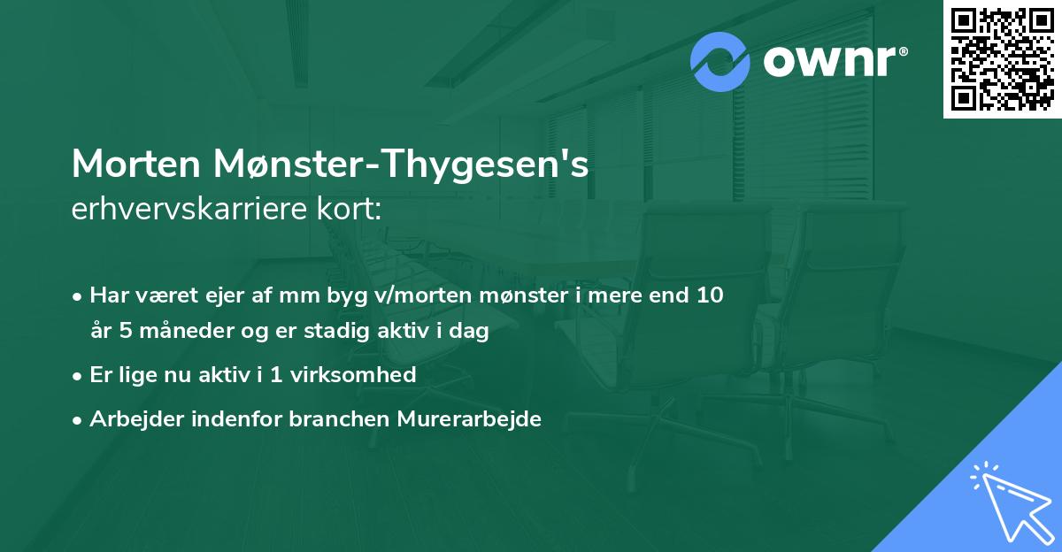 Morten Mønster-Thygesen's erhvervskarriere kort
