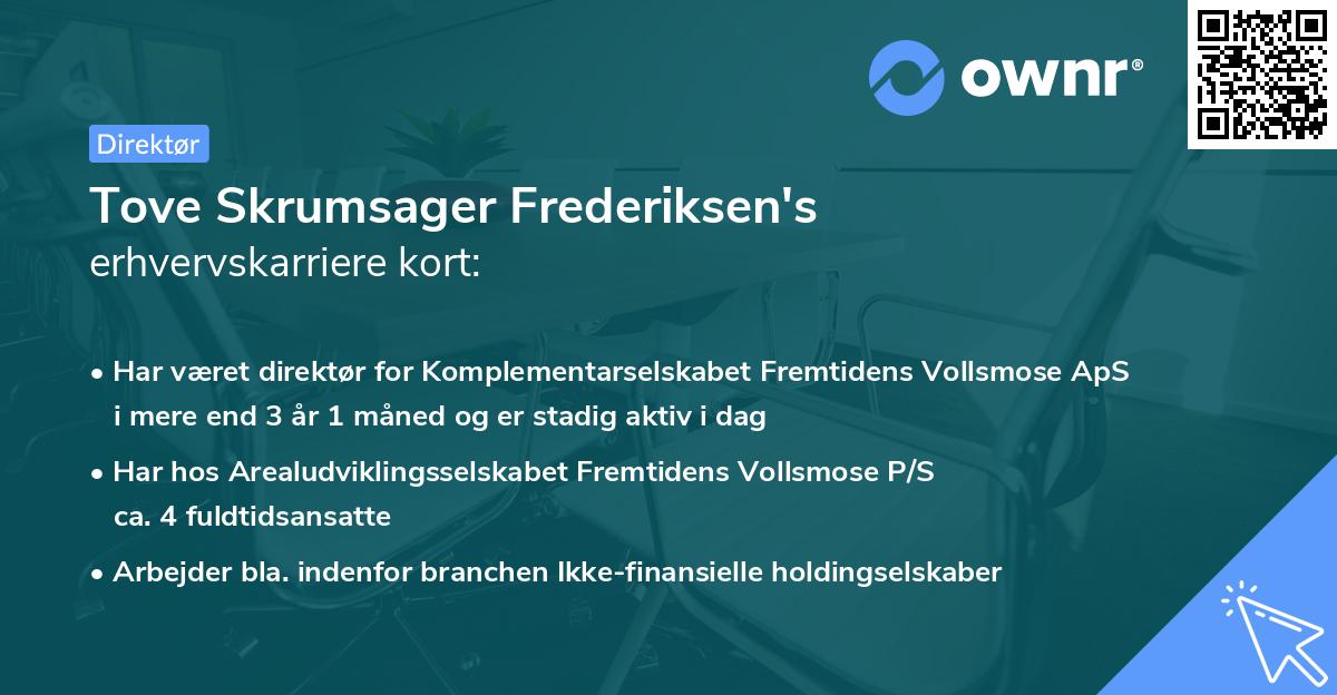 Tove Skrumsager Frederiksen's erhvervskarriere kort