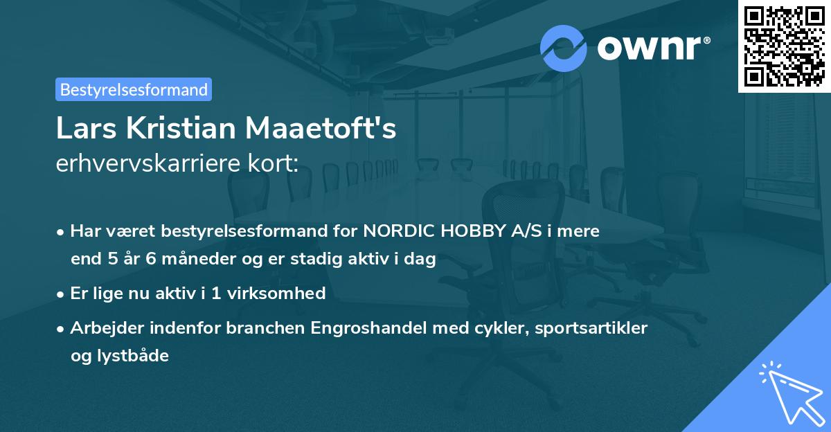 Lars Kristian Maaetoft's erhvervskarriere kort