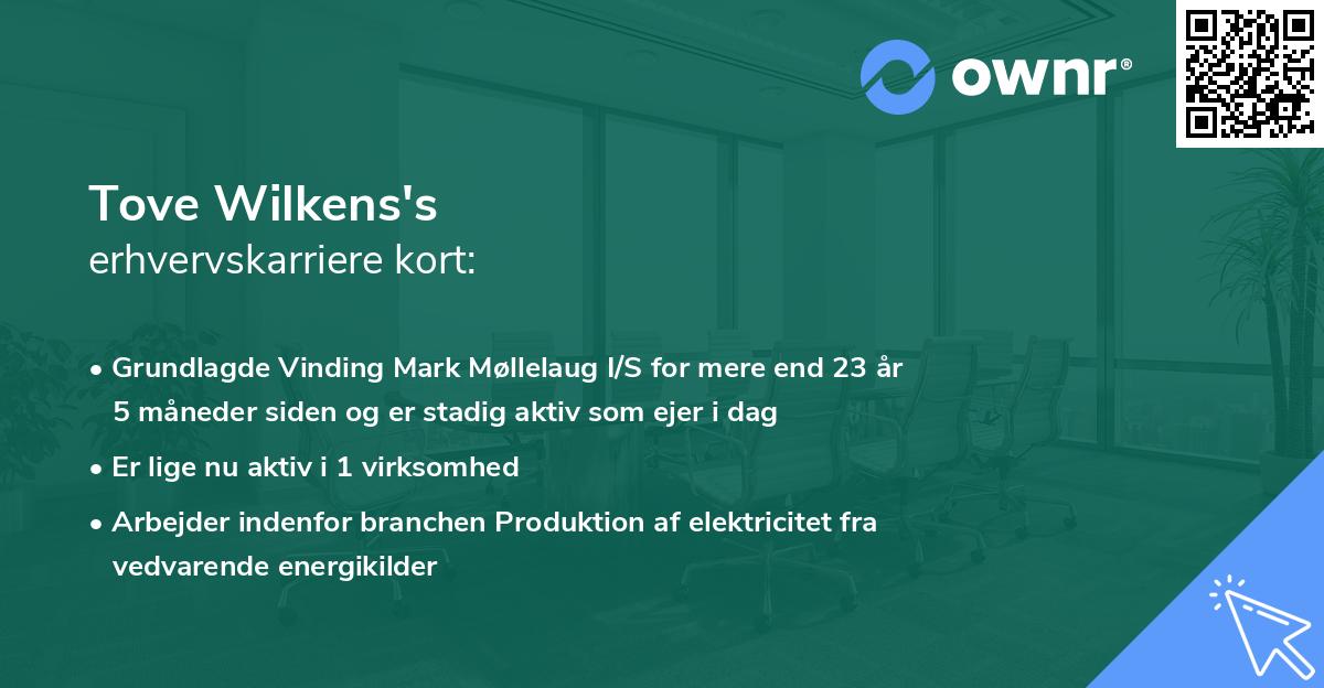 Tove Wilkens's erhvervskarriere kort