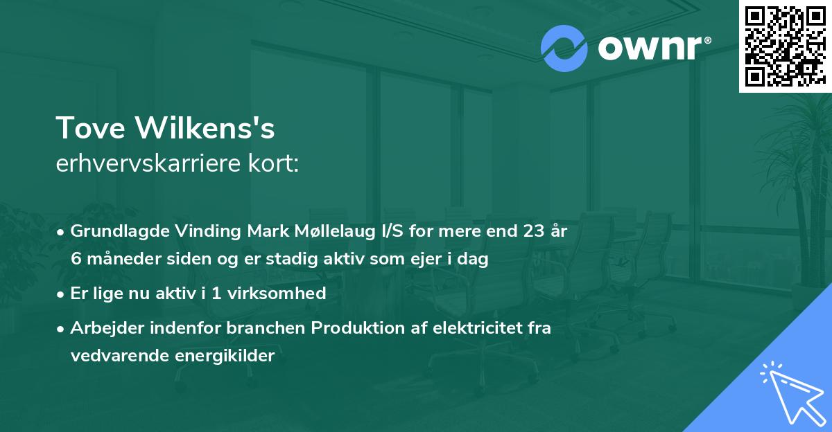 Tove Wilkens's erhvervskarriere kort