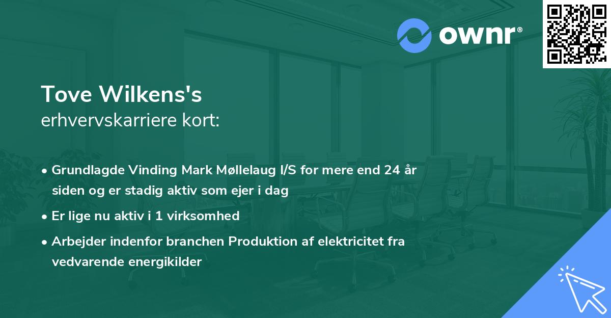 Tove Wilkens's erhvervskarriere kort