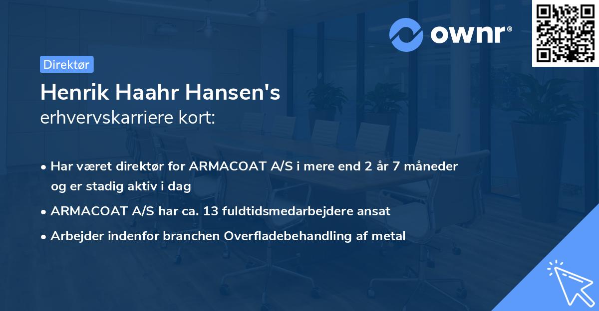 Henrik Haahr Hansen's erhvervskarriere kort