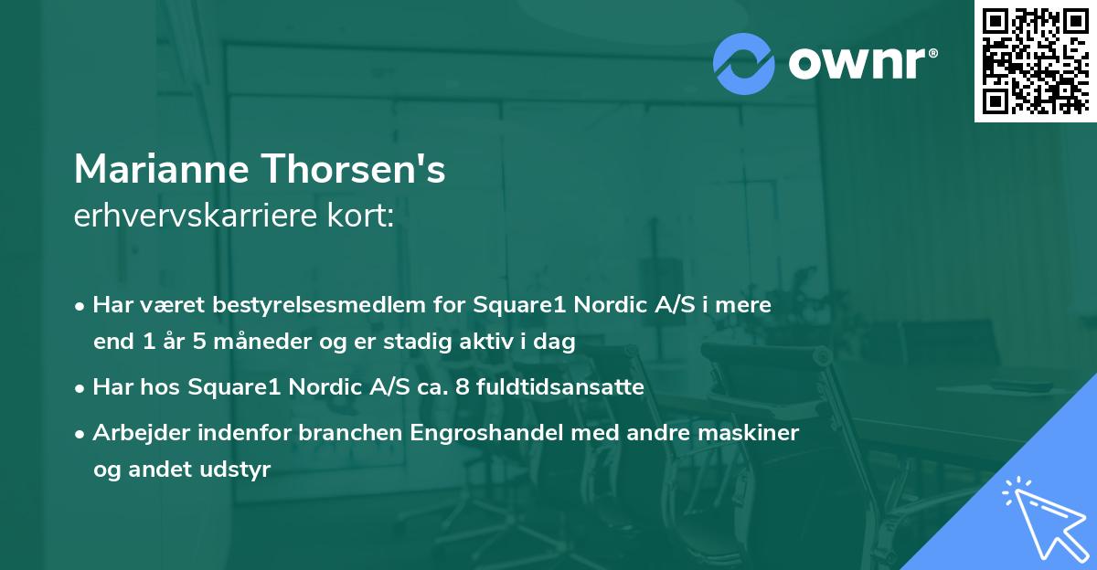 Marianne Thorsen's erhvervskarriere kort