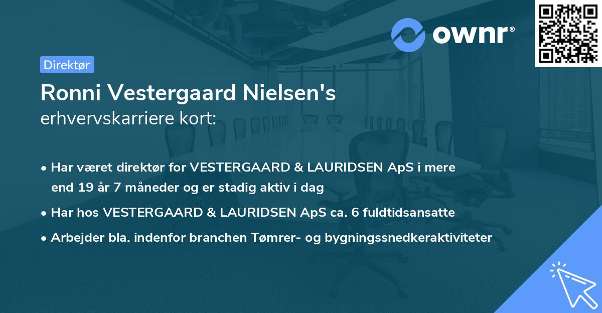Ronni Vestergaard Nielsen's erhvervskarriere kort