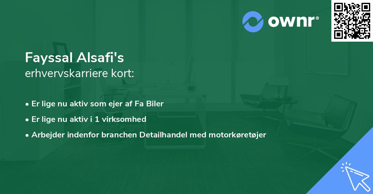 Fayssal Alsafi's erhvervskarriere kort