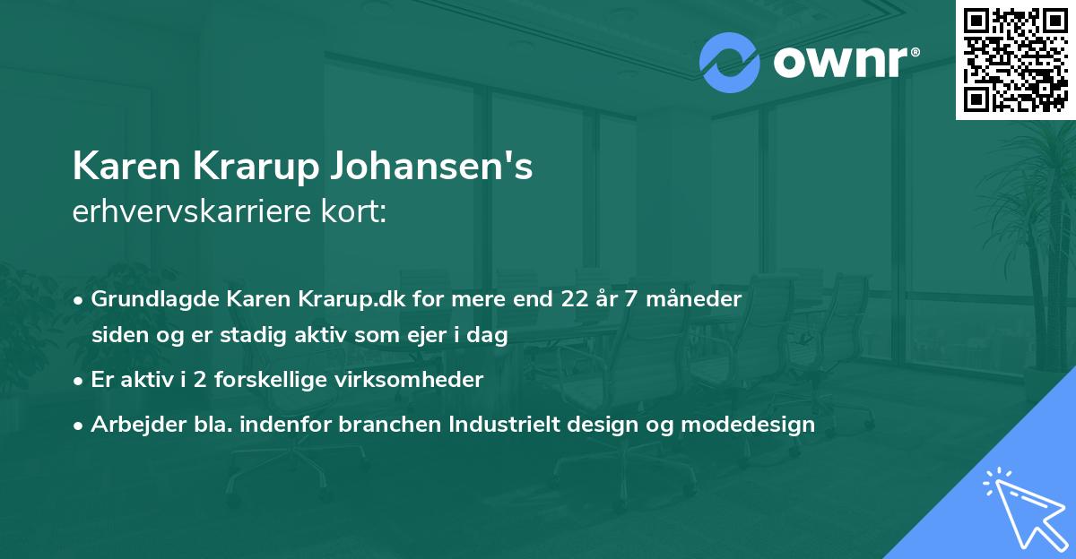 Karen Krarup Johansen's erhvervskarriere kort