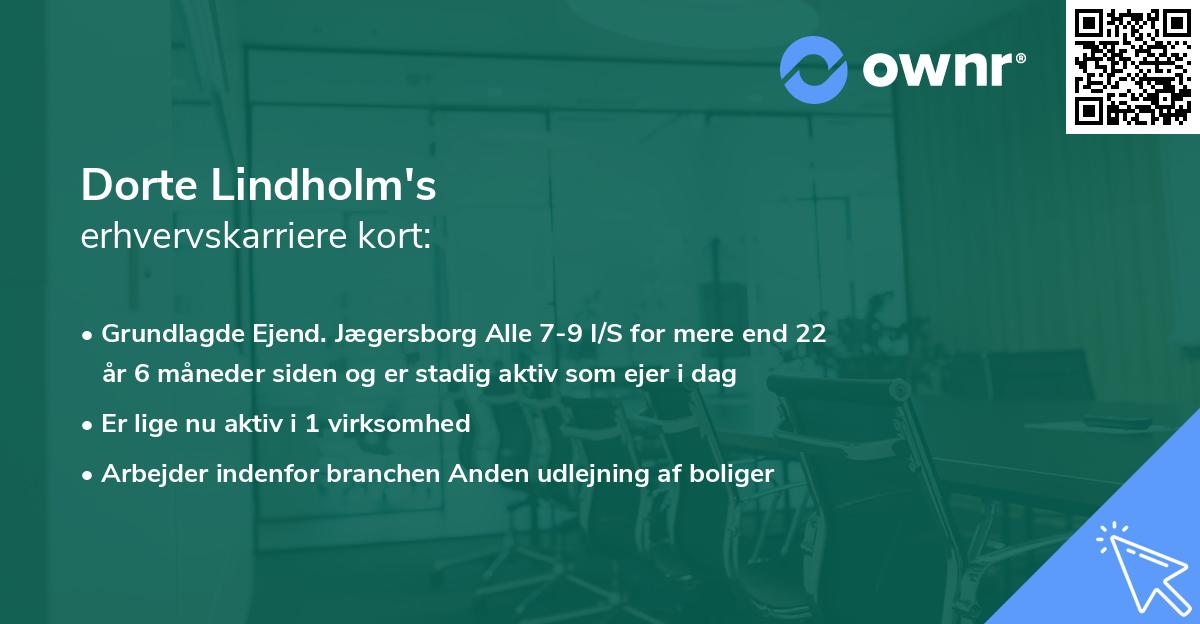 Dorte Lindholm's erhvervskarriere kort