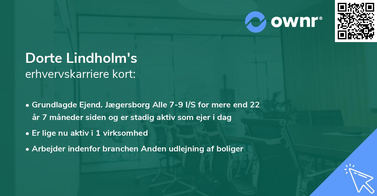 Dorte Lindholm's erhvervskarriere kort